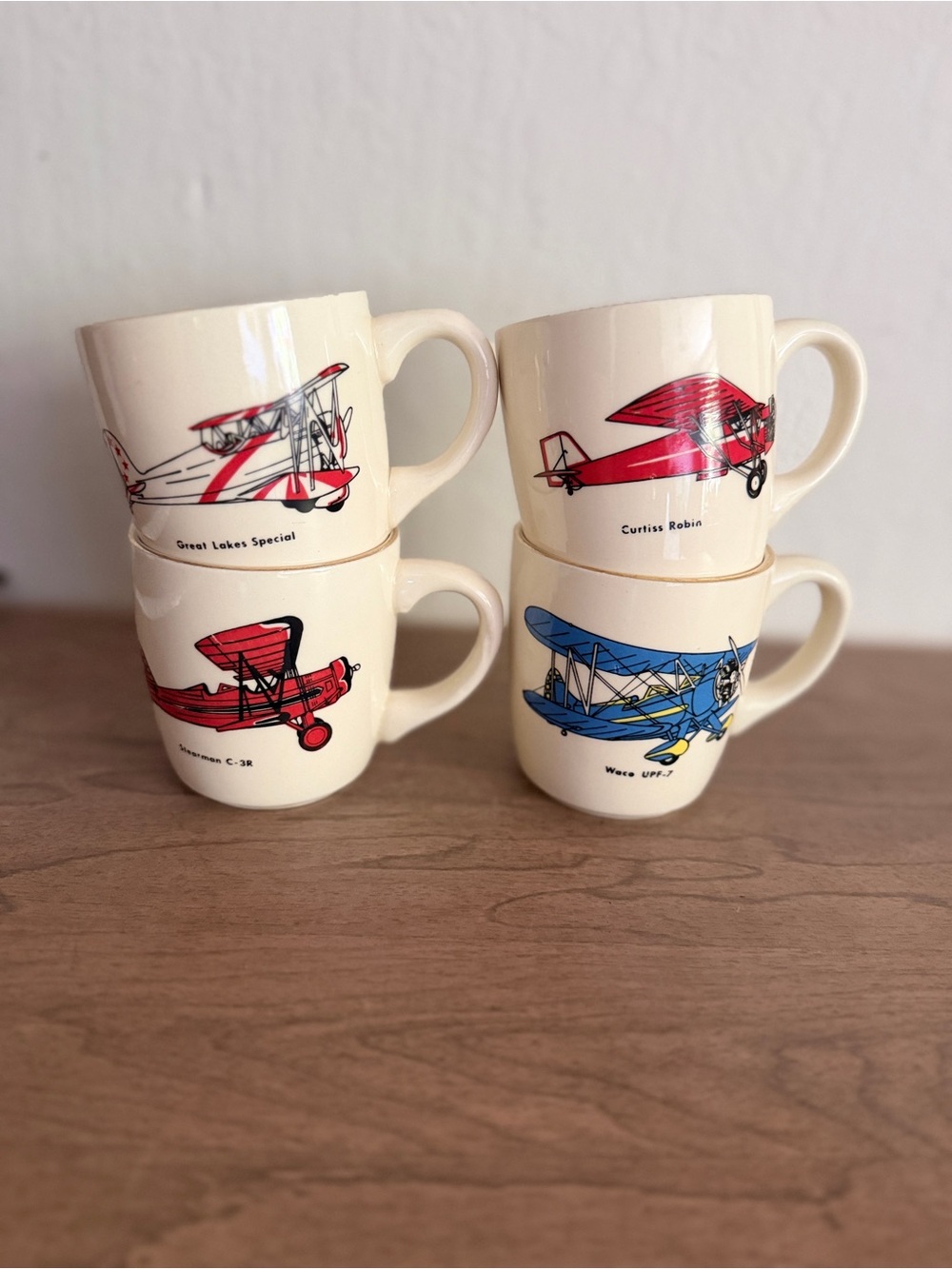 Vintage Classic Biplane Series Ceramic Mug Set